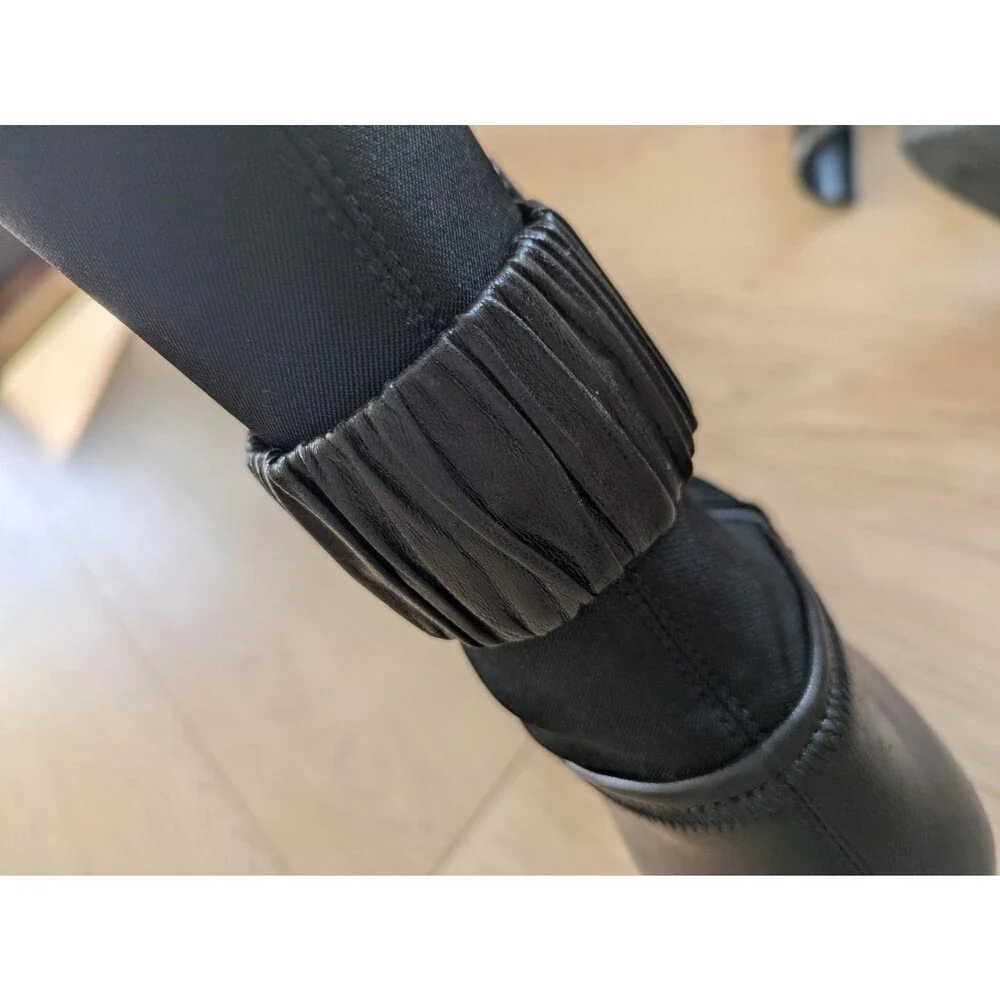 Incredible Y2K PRADA Leather & Nylon Knee High Heel Boots 39.5 (Fits Like 8.5) - Picture 7 of 15